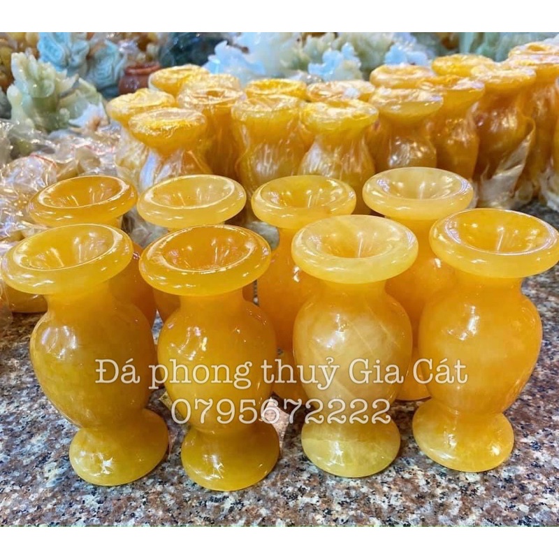 Lọ hoa đá ngọc hoàng long 12cm đẹp Đá phong thuỷ Gia Cát