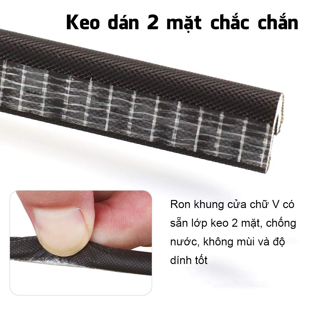 Ron chữ V lấp kín che khe hở khung cửa chống ồn thoát hơi cách âm ngăn bụi côn trùng giảm chấn Legaxi