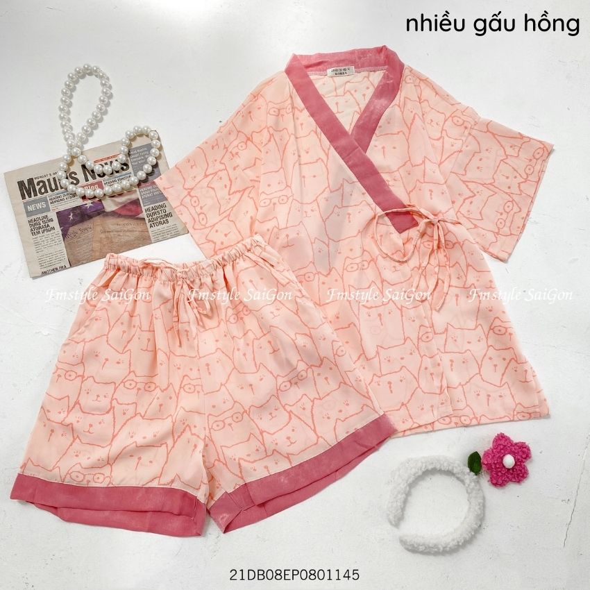 Bộ ngủ lụa, bộ pijama kimono cao cấp mặc nhà nhiều hình ullzang thời trang nữ FMStyle SaiGon  21DB08EP0801