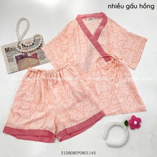 Bộ ngủ lụa, bộ pijama kimono cao cấp mặc nhà nhiều hình ullzang thời trang nữ VM Shop  21DB08EP0801