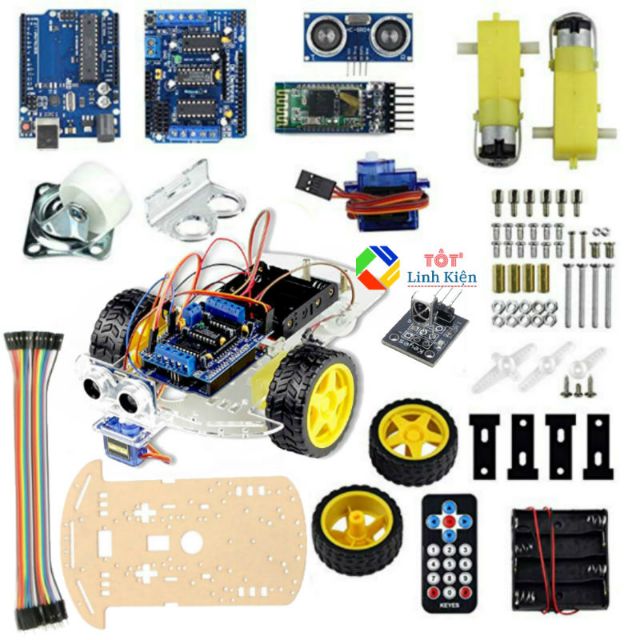 (Kèm code) Bộ xe Robot thông minh điều khiển qua Bluetooth hồng ngoại - Smart car KIT Arduino DIY 3