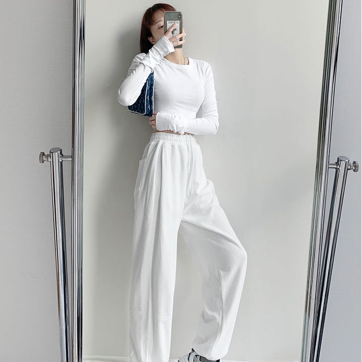 Quần BH cotton mỏng ống rộng lưng cao phong cách Hàn Quốc cho nữ 2021