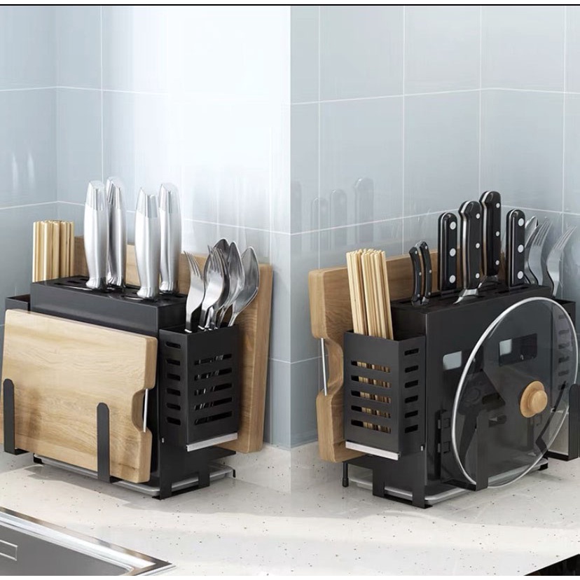 Kệ để dao thớt giá đựng đồ đa năng treo tường chất liệu thép không gỉ M08
