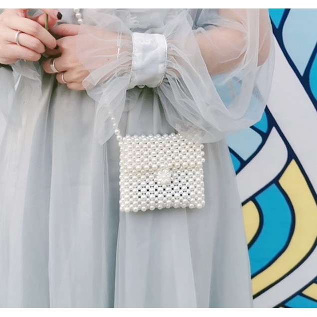 Pearl Bag Female Diy Version Pure Hand-Woven Messenger Bag Ins 百家 复 复迷 迷网 红 红 单 女 女 女