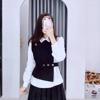 Áo sơ mi gile đen