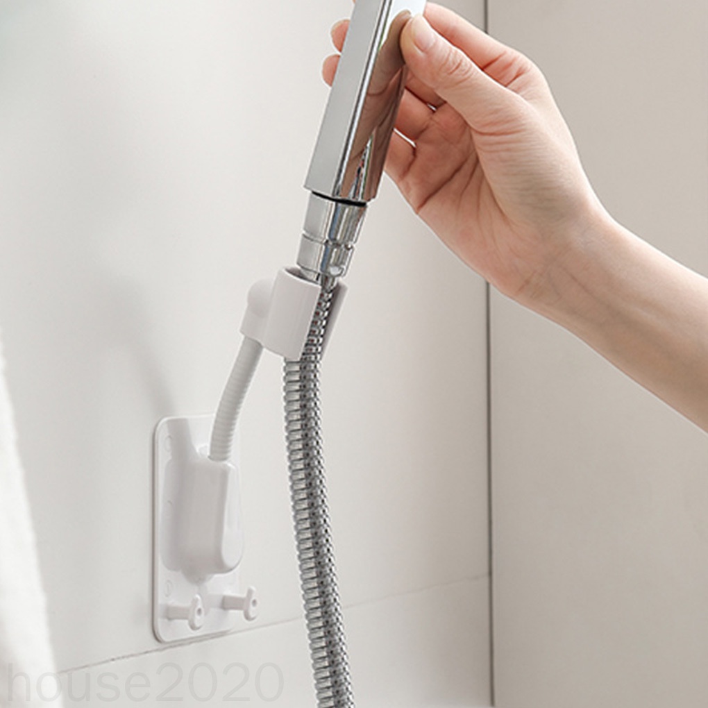 Giá đỡ vòi hoa sen cầm tay gắn tường tự dính điều chỉnh được có 2 móc HOUSE2020