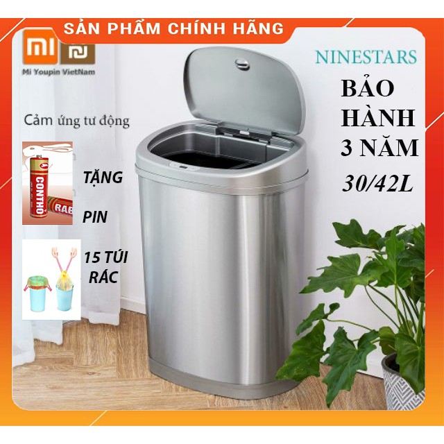 THÙNG RÁC NINESTARS XIAOMI 30/42L CẢM ỨNG ĐÓNG MỞ TỰ ĐỘNG THÔNG MINH HAI NGĂN PHÂN LOẠI RÁC BẢO VỆ MÔI TRƯỜNG