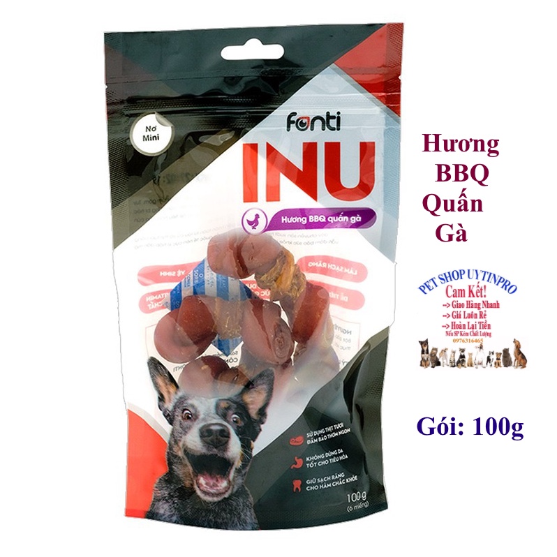 XƯƠNG GẶM CHO CHÓ Fonti INU Nơ Mini Gói 100g Thơm ngon Dinh dưỡng Sạch răng Giúp hàm chắc khỏe Tiêu hóa tốt SX tại VN