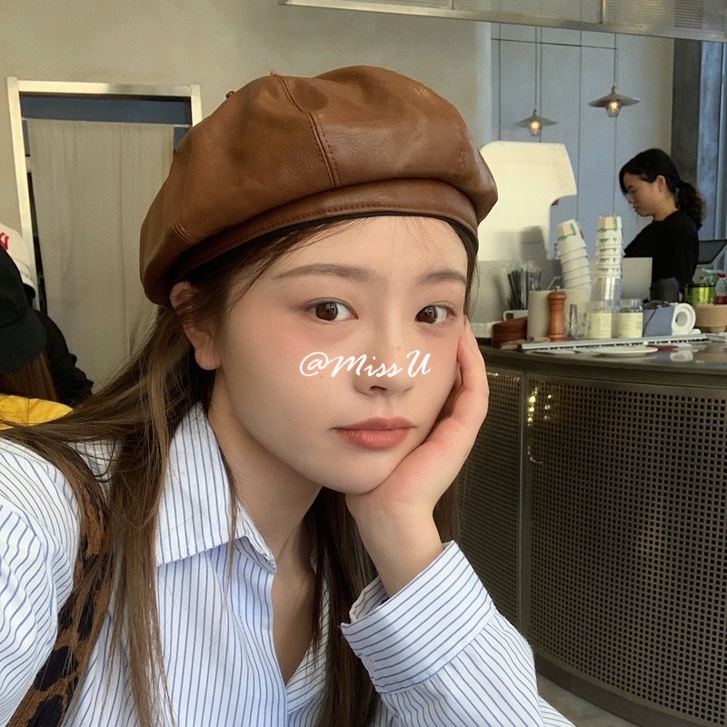 Mũ Beret chất liệu da cao cấp thời trang mùa thu đông theo phong cách hàn quốc