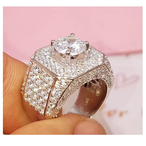 Nhẫn nam đẹp mạ bạch kim Italy