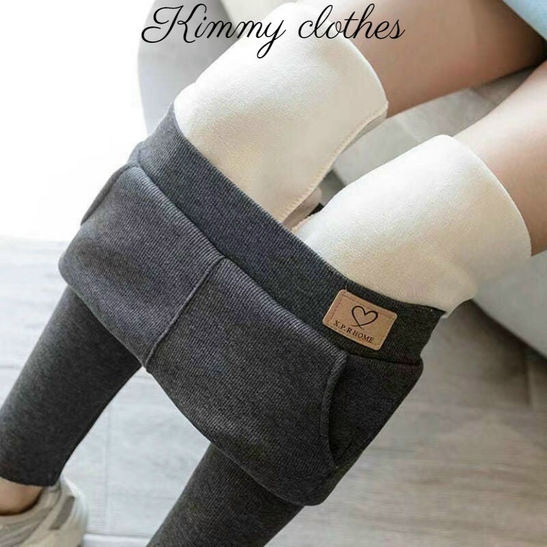 Quần leggig tăm lót lông siêu ấm, quần legging cạp cao đại hàn