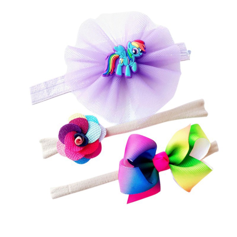 Bộ 3 Băng Đô Hoa Và Kỳ Lân Phối Ruy Băng Và Ren Dễ Thương Cho Bé Gái