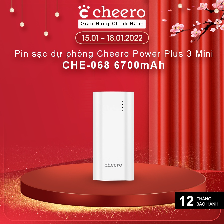 Pin Sạc Dự Phòng Cheero Power Plus 3 mini CHE-068 6700mAh - Hàng Chính Hãng