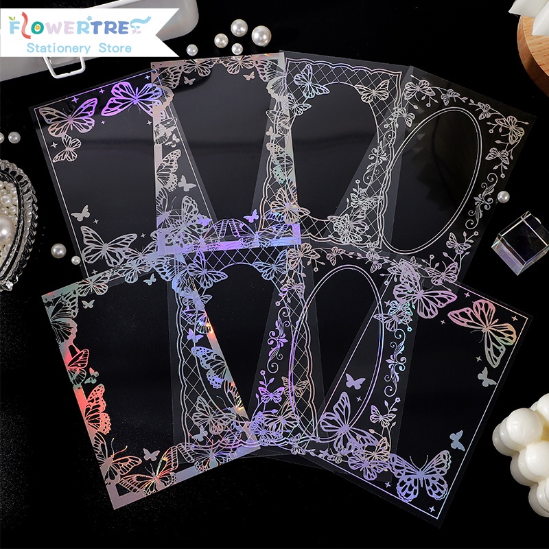 Bộ 8 miếng dán trang trí sổ tay kiểu dáng hoa bướm pha lê thời trang DIY