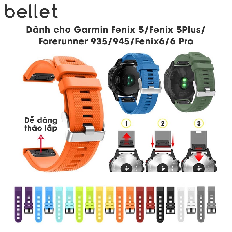 Dây đồng hồ đeo tay silicone thay thế 22mm cho Garmin Fenix 5 Fenix 5Plus Forerunner 935 945 Fenix6 6Pro bấm tháo nhanh thumbnail