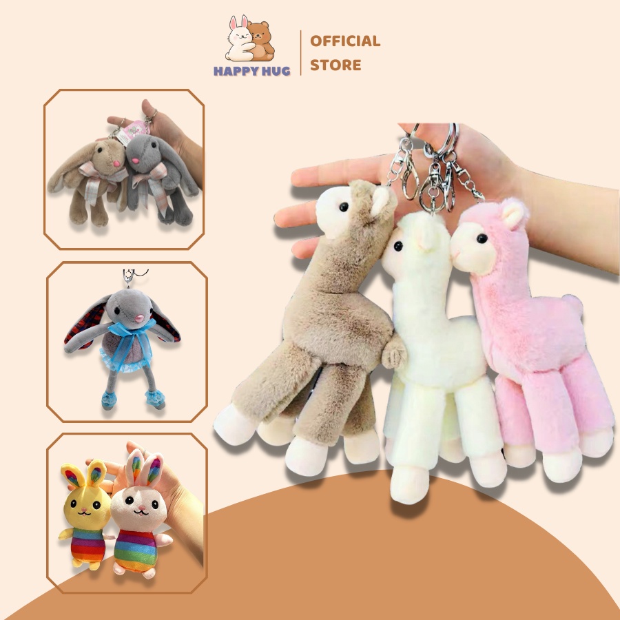 Móc khóa thú bông bằng nhung cao cấp, đồ chơi nhồi bông - Happy Hug