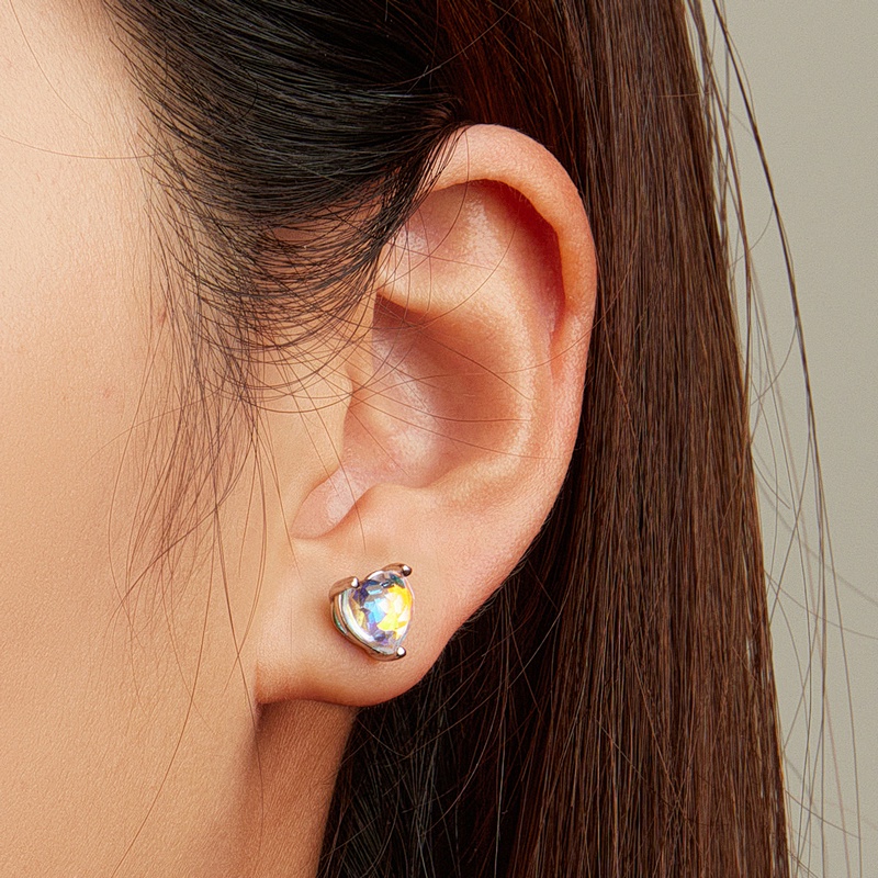 Bông tai BAMOER bằng bạc 925 hình trái tim nhiều màu sắc cao cấp