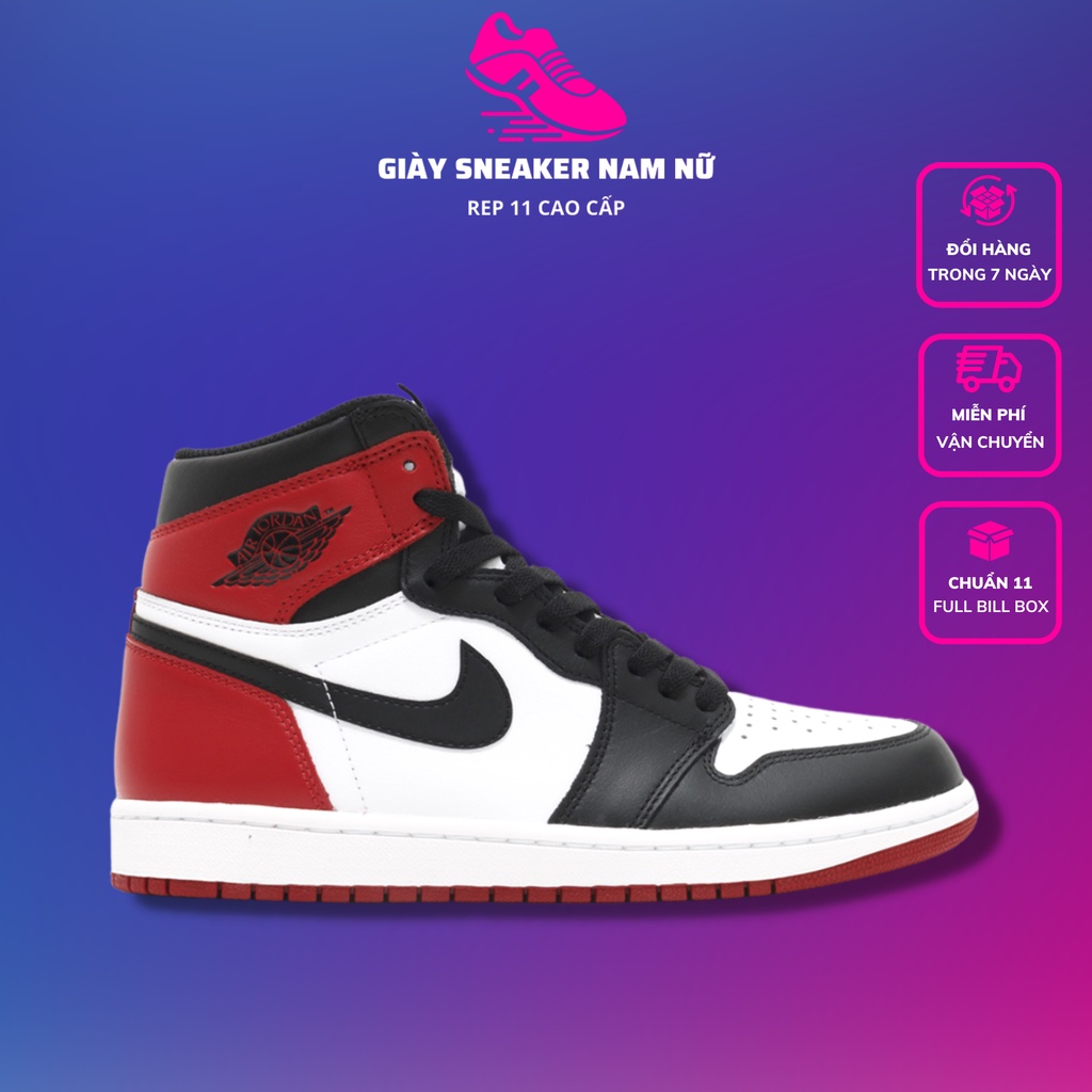 Giày 𝗝𝗼𝗿𝗱𝗮𝗻 Cao Cổ Nam Nữ Màu Đỏ Đen Full Bill Box, Giày Thể Thao Sneaker Jordan Cổ Cao Thời Trang Màu Đen Đỏ
