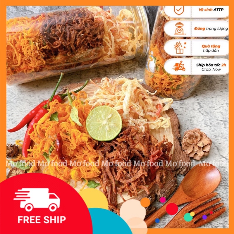 Khô mix 3 vị heo - mực - gà  300G  khô gà, khô heo ,khô mực ,đồ ăn vặt mơ food