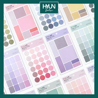 Set Sticker vuông tròn theo màu trang trí bullet journal Hyun Boutique (Mẫu giao ngẫu nhiên)