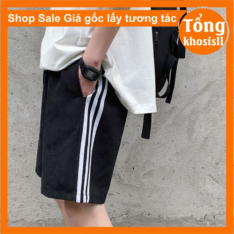 MÃ TONGB6 giảm 5k ĐƠN 199k⚡Quần short đùi 3 sọc ống rộng chất sạn Hàn ⚡Thời trang thể thao nam nữ unisex