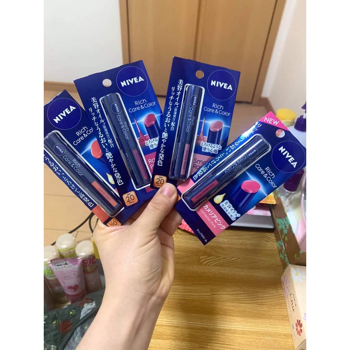 (Hàng Nội Địa Nhât)Son dưỡng môi có màu NIVEA Rich Care & Color SPF20 PA++ - Nhật Bản chính hãng