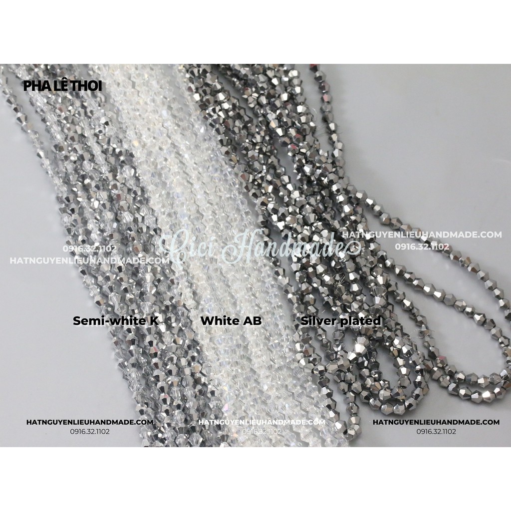 Bó 5 dây Pha lê thoi (xanh) 4mm link 2/2 Cici Handmade chuyên hạt đá hạt pha lê hạt cườm hạt trang sức nguyên liệu DIY