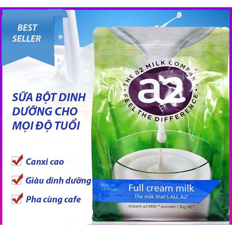 Combo Bổ Sung Dinh Dưỡng, Tăng Cân và Phát Triển Chiều Cao Cho Bé, Sữa Milo + Sữa A2 Nguyên Kem