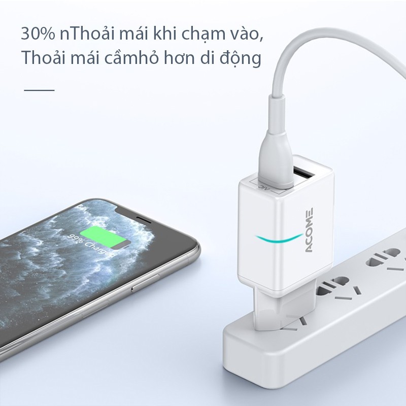 Cốc Sạc ACOME AC03 2 Cổng USB Sạc Nhanh 2.4A Tương Thích Với Các Dòng Điện Thoại Android/iOS - BẢO HÀNH 12 THÁNG