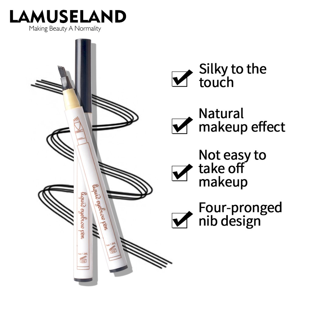 Bút kẻ mày dạng lỏng Lamuseland S003 4 ngạnh 1Ml trang điểm chống thấm nước và mồ hôi lâu trôi