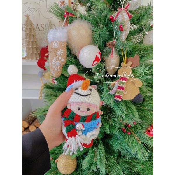 Set mũ + đầm người tuyết cho doll 10,15,20cm