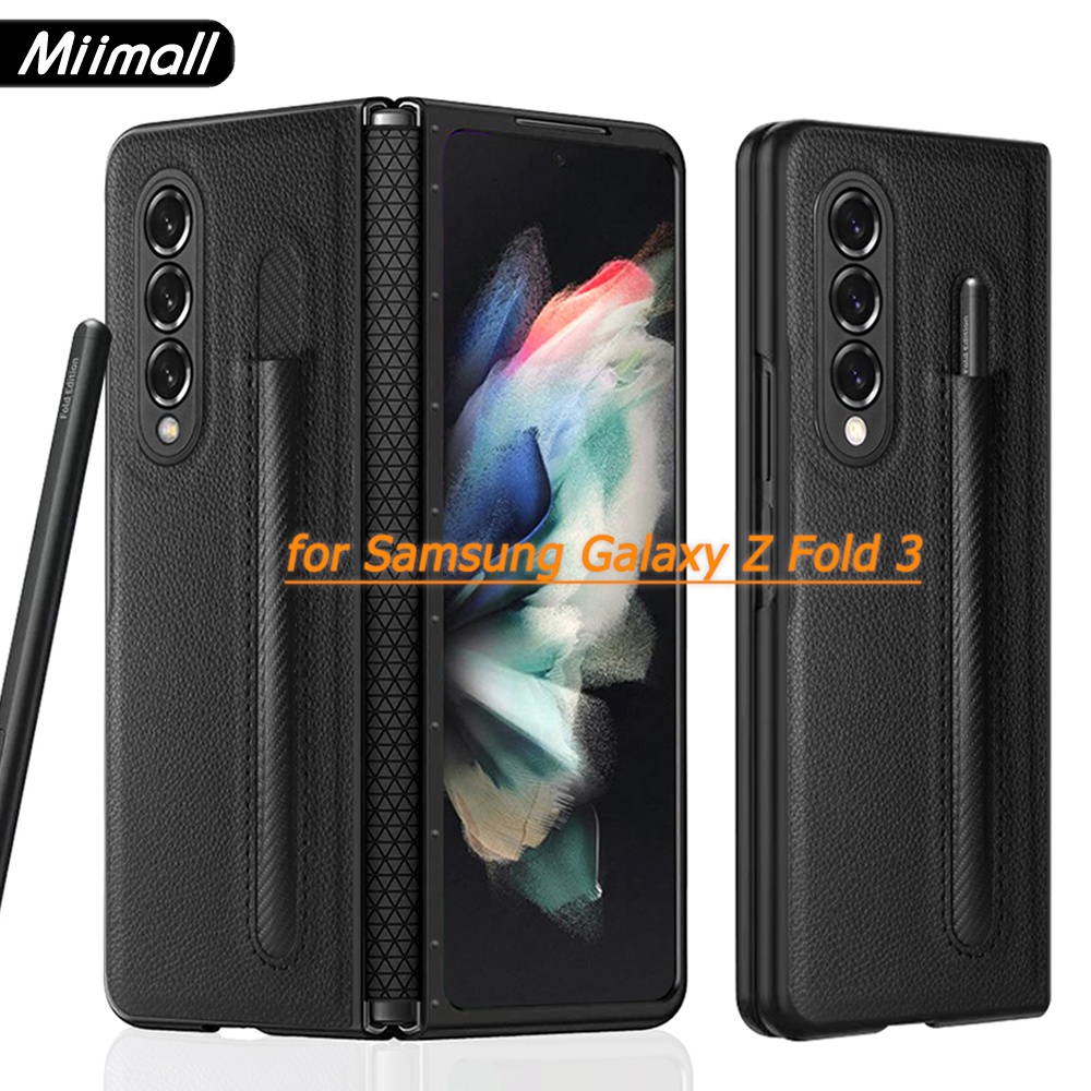 Miimall Bao Da Điện Fold 3,Ốp Lưng Z Fold 3,Thoại Cao Cấp Bảo Vệ Toàn Diện Cho Samsung Galaxy Z Fold3 Case Cover with S Pen Holder