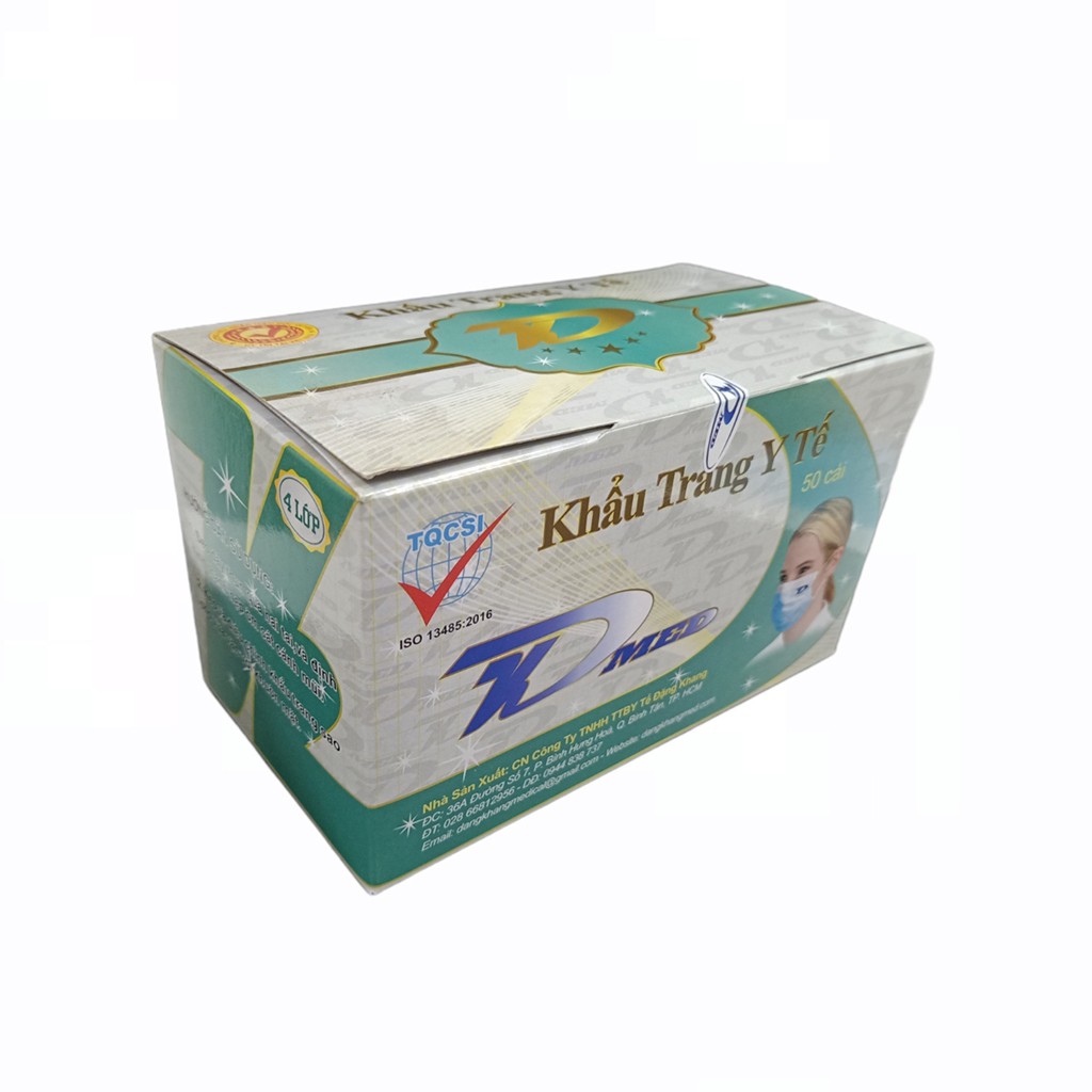 Khẩu Trang Y Tế 4 Lớp Kháng Khuẩn Cao Cấp Đặng Khang Hộp 50 Cái