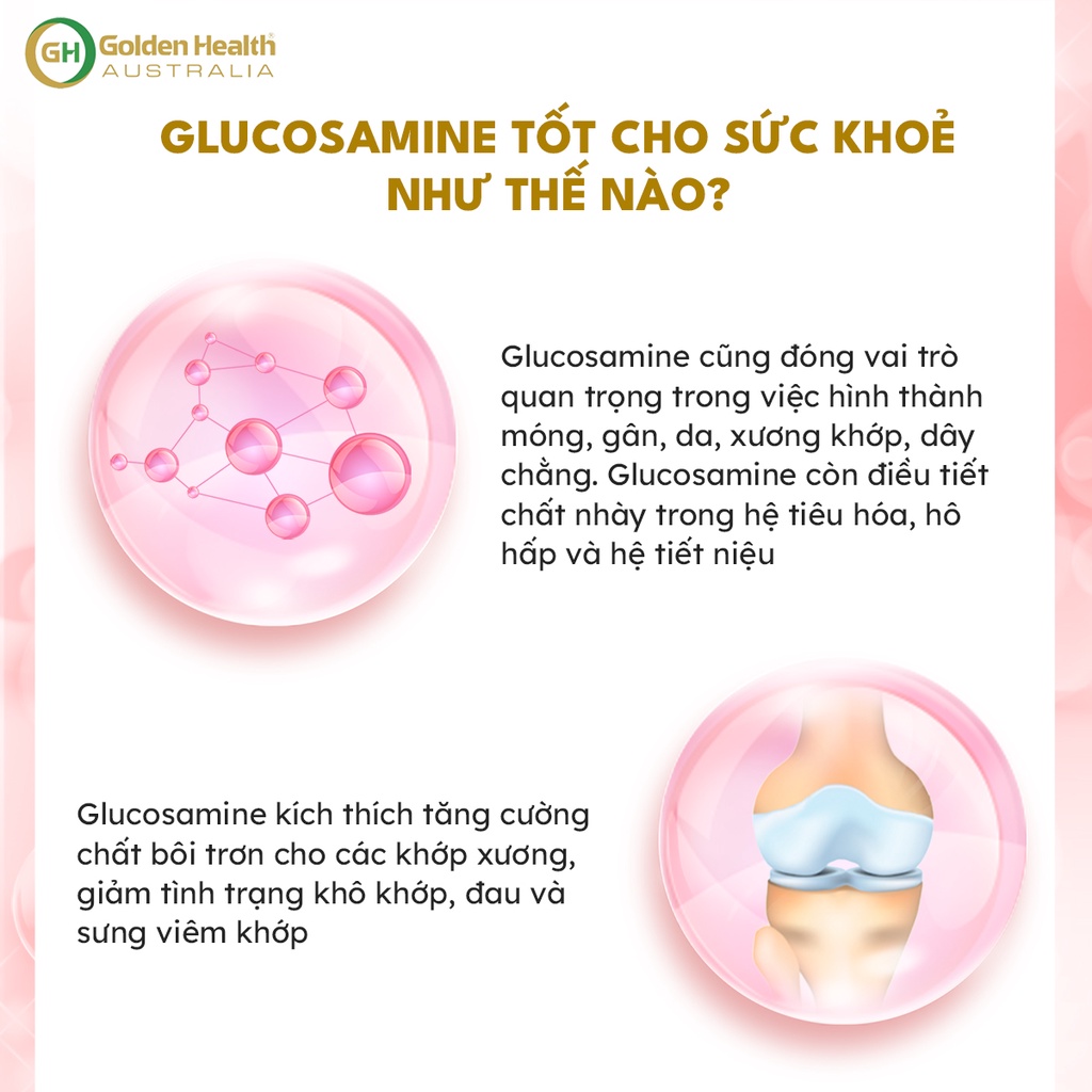 [GOLDEN HEALTH] Viên uống Glucosamine Sulphate hỗ trợ tăng chất nhờn xương khớp (90 viên)