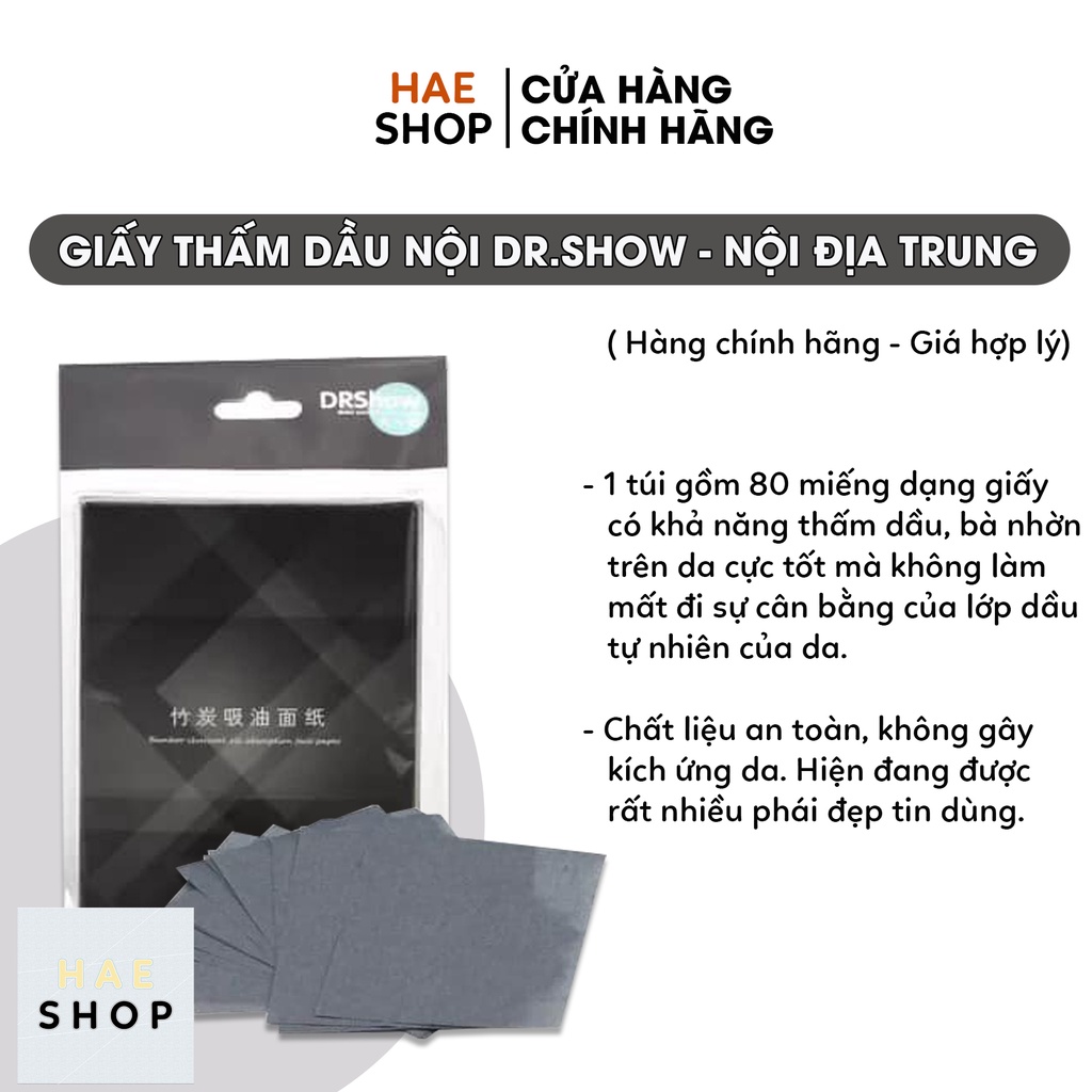 Giấy thấm dầu Dr Show hàng nội địa Trung loại tốt (80 tờ) - hàng chính hãng