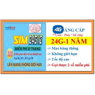 SIM 4G MOBIFONE GÓI 24G_1 NĂM LÊN GÓI SẴNG, LÊN MẠNG KHÔNG GIỚI HẠN- MAX BĂNG THÔNG TỐC ĐỘ CAO, GỌI ĐƯỢC 2 SỐ MIỄN PHÍ