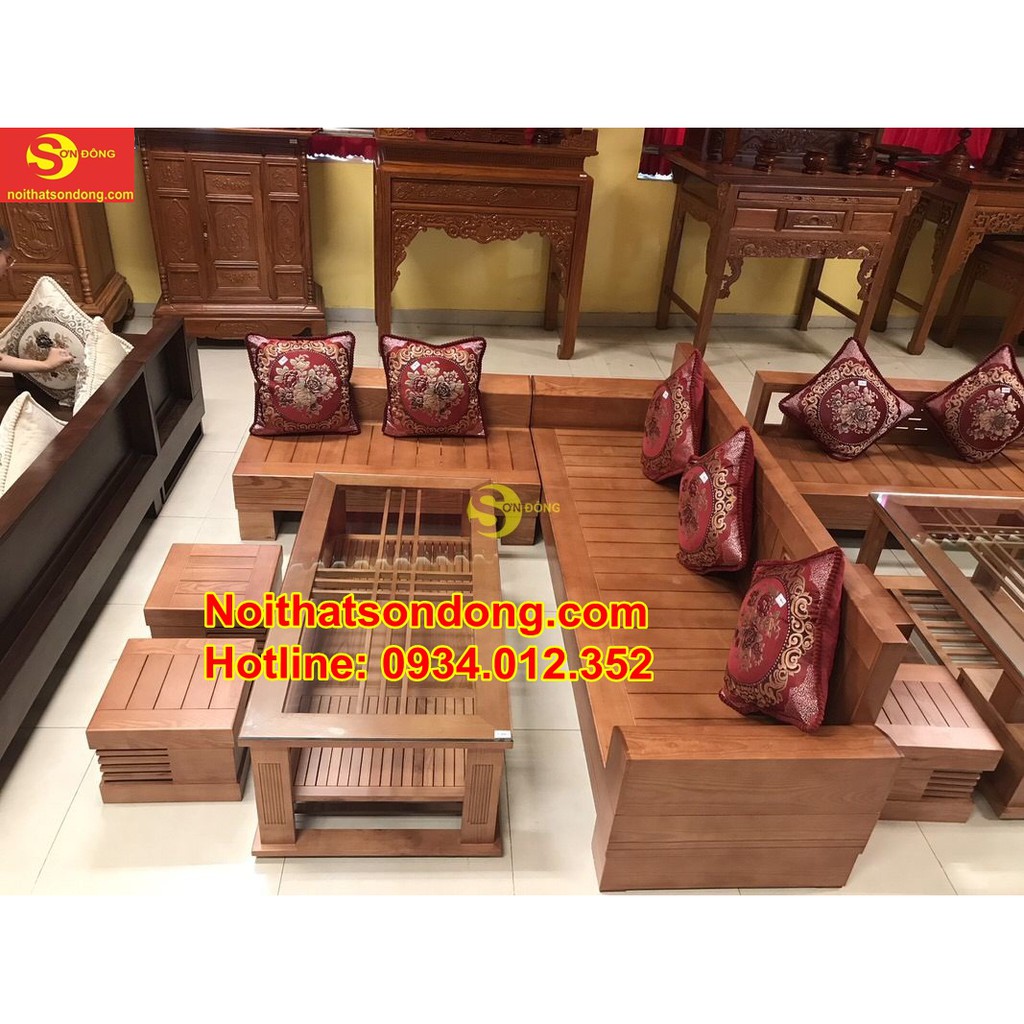 Bộ sofa góc triện gỗ sồi nga 5 món SFG008