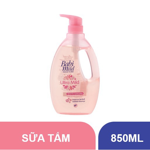 Sữa Tắm Gội Toàn Thân Hương Hoa Anh Đào Cho Bé Babi Mild White Sakura 850ml - 400ml - 200ml