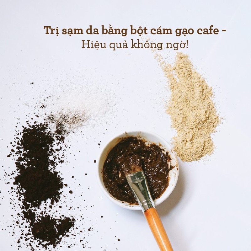 100g Bột Cám Gạo Cafe tắm trắng, tẩy tế bào chết nguyên chất Organic handmade