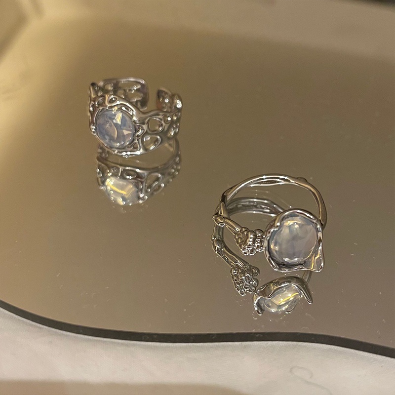 Nhẫn 17KM mạ bạc đính ngọc trai giả thời trang