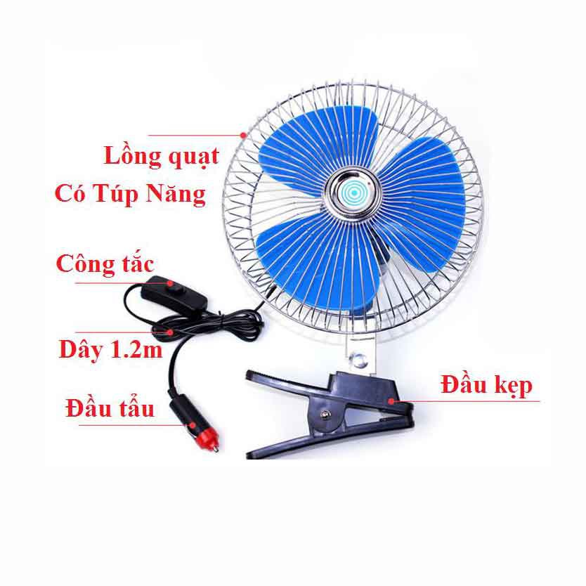 [ FREESHIP ] Quạt ô tô thông gió 12v và 24v loại 1 lồng quạt inox kích thước 6inch 8inch tùy chọn