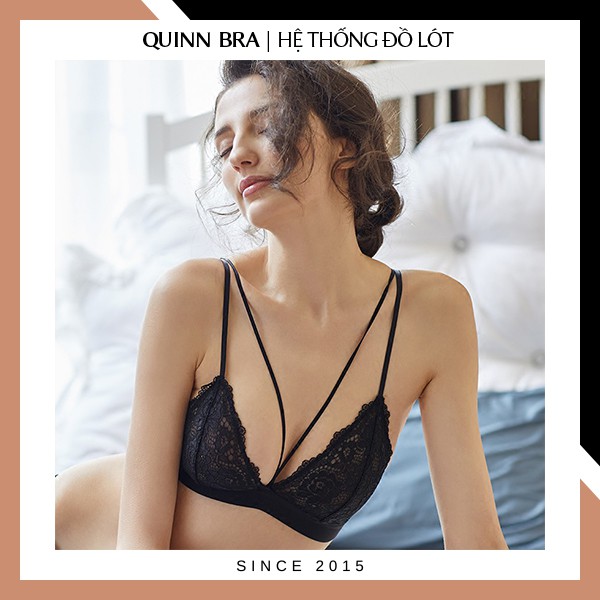 Bralette Ren Chữ V Sexy không gọng kèm đệm mút cao cấp QUINN BRA AB6635 - Áo Lót cotton đẹp móc cài gợi cảm nâng ngực