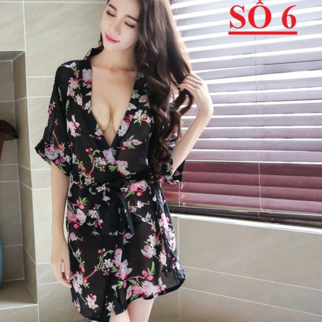 [Freesize 40-60kg] Áo choàng ngủ sexy chiffon hoa sale giá rẻ - VN100094 | BigBuy360 - bigbuy360.vn