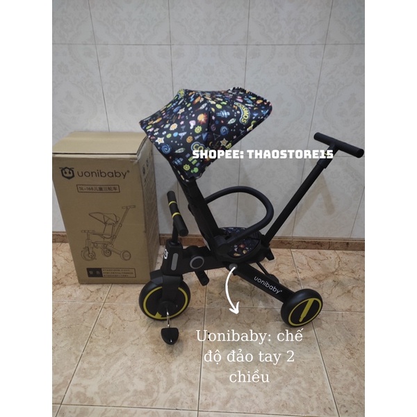 XE BA BÁNH PLAYKIDS VÀ UONIBABY GẤP GỌN - ĐẢO TAY 2 CHIỀU