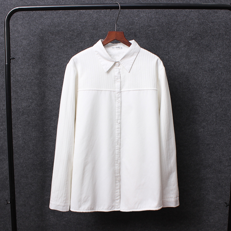 Áo sơ mi trắng áo sơ mi nữ mùa đông lót nhung Size Lớn chất béo mm dài tay 200 kg phong cách Hàn Quốc dáng rộng dày giữ 