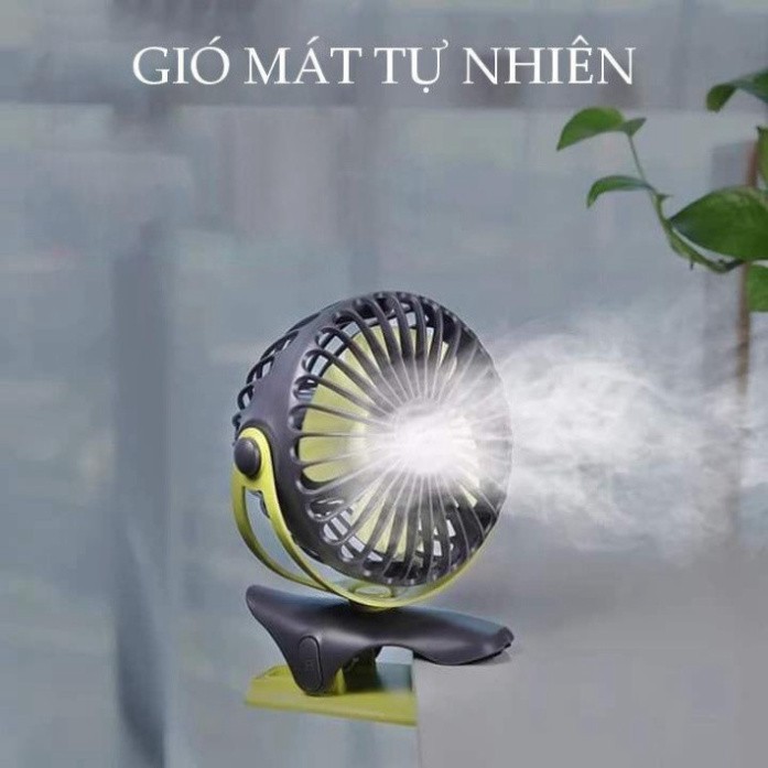 Quạt Tích Điện Để Bàn - Quạt Kẹp Tích Điện Mini Yoobao F04 Pin Khủng 6400mah Chạy 1.5 Ngày Có 4 Mức Gió