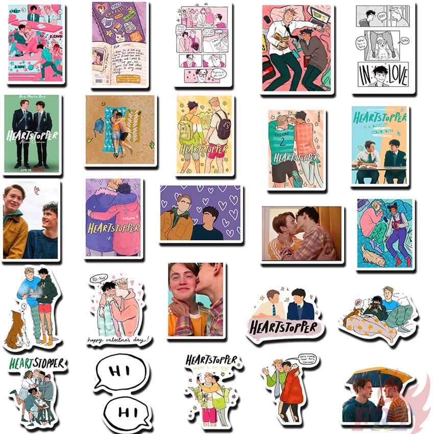 Bộ 100 sticker hình Heartstopper series B trang trí DIY chống thấm