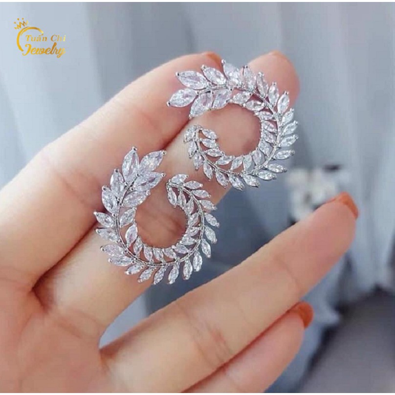 Bông Tai Bạc FREESHIP Khuyên Tai Bạc Nữ Cao Cấp Gắn Đá Nổi Bật, Kiểu Dáng Cá Tính, Đẹp Lạ Nhất Năm 2021