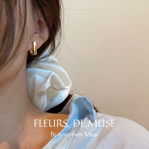 Khuyên tai mạ vàng hình học nhỏ cổ điển sang trọng Fleurs de Muse