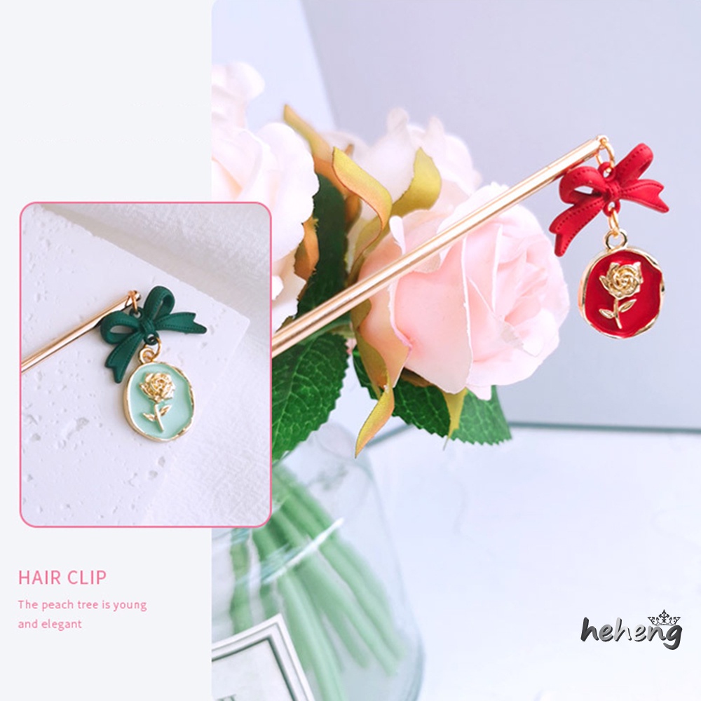 Trâm Cài Tóc Hoa Hồng Bằng Hợp Kim Không Gây Dị Ứng Phong Cách Trung Hoa